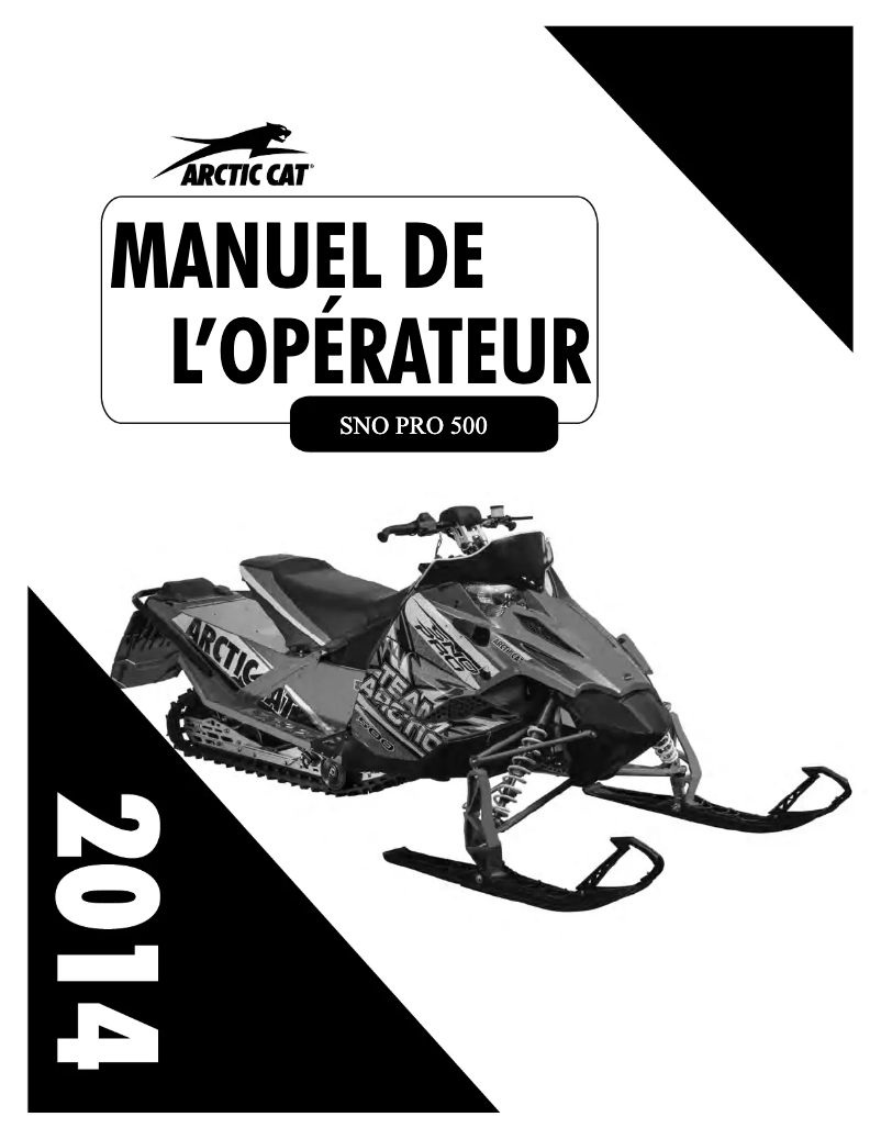 Page 1 de la notice Manuel utilisateur Arctic Cat Sno Pro 500 (2014)