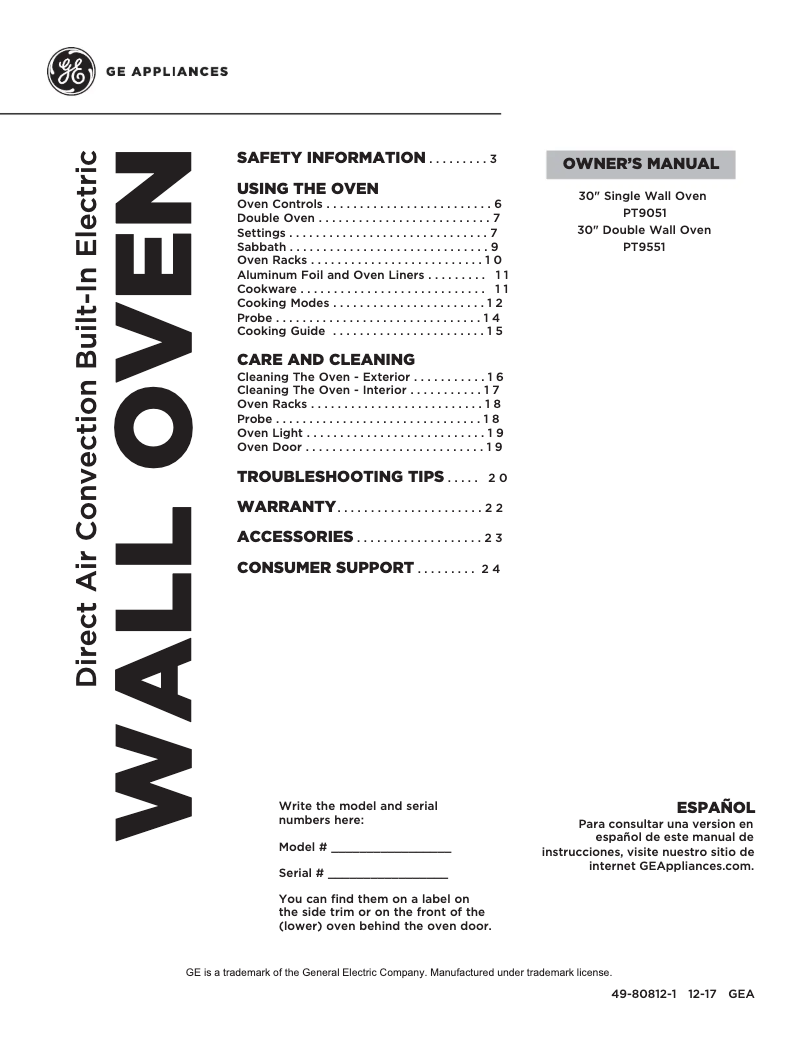 Imagen de la primera página del manual del dispositivo Profile PT9551SLSS