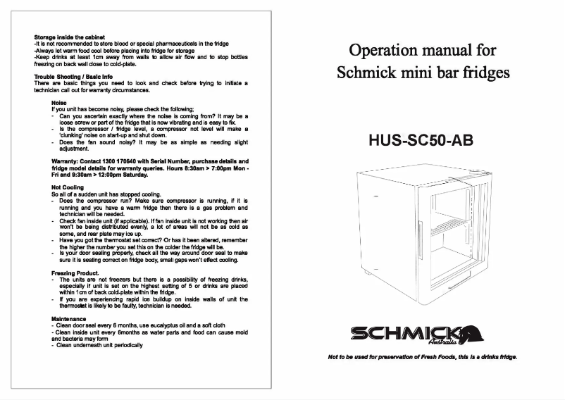 Image de la première page du manuel de l'appareil HUS-SC50AB