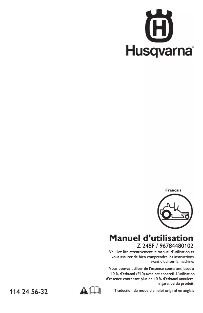 Page n°1 - Manuel utilisateur Husqvarna Z 248F