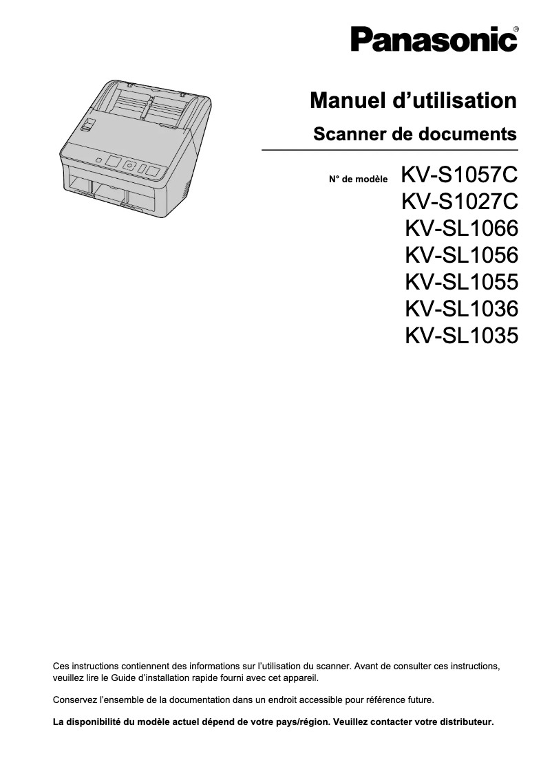 Image de la première page du manuel de l'appareil KV-S1027C/EU