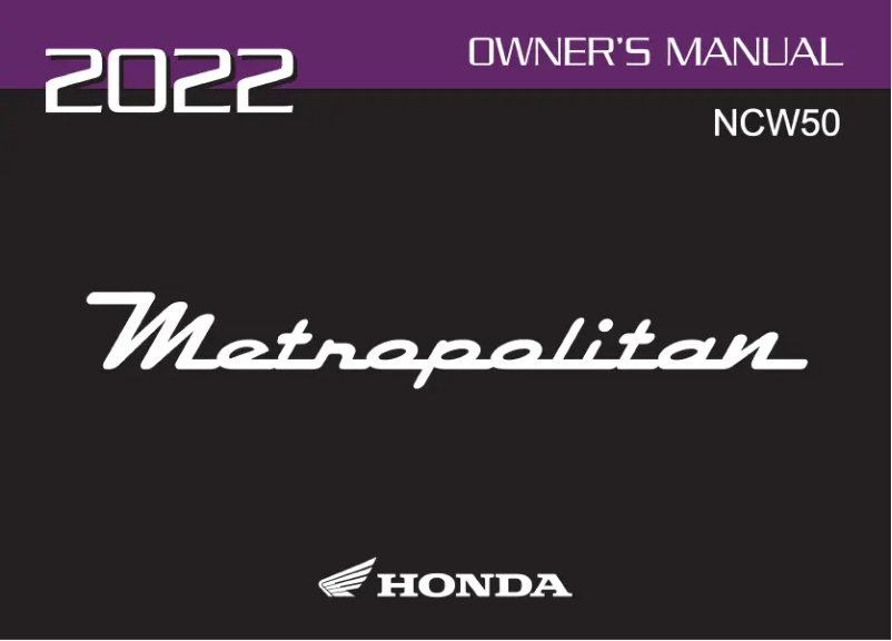 Image de la première page du manuel de l'appareil Metropolitan NCW50 (2022)