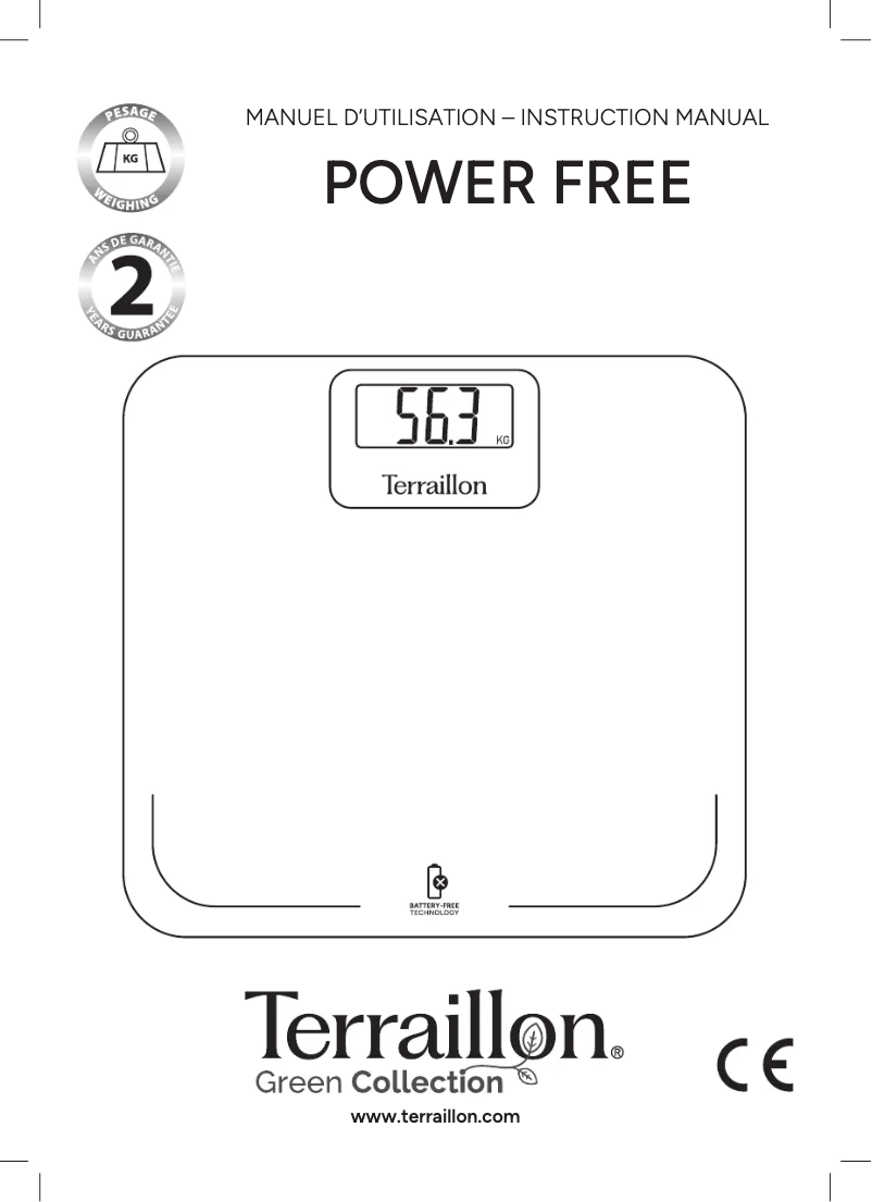Page 1 de la notice Manuel utilisateur Terraillon Power Free