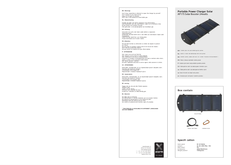 Page n°1 - Manuel utilisateur Xtorm AP 175