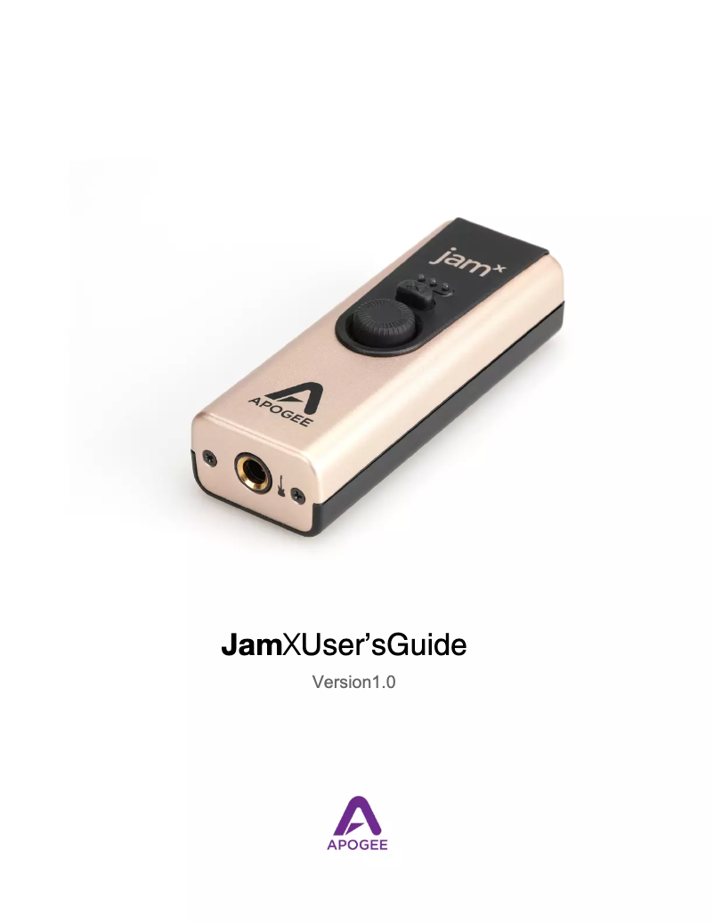 Página 1 del manual Manual de usuario Apogee JAM X