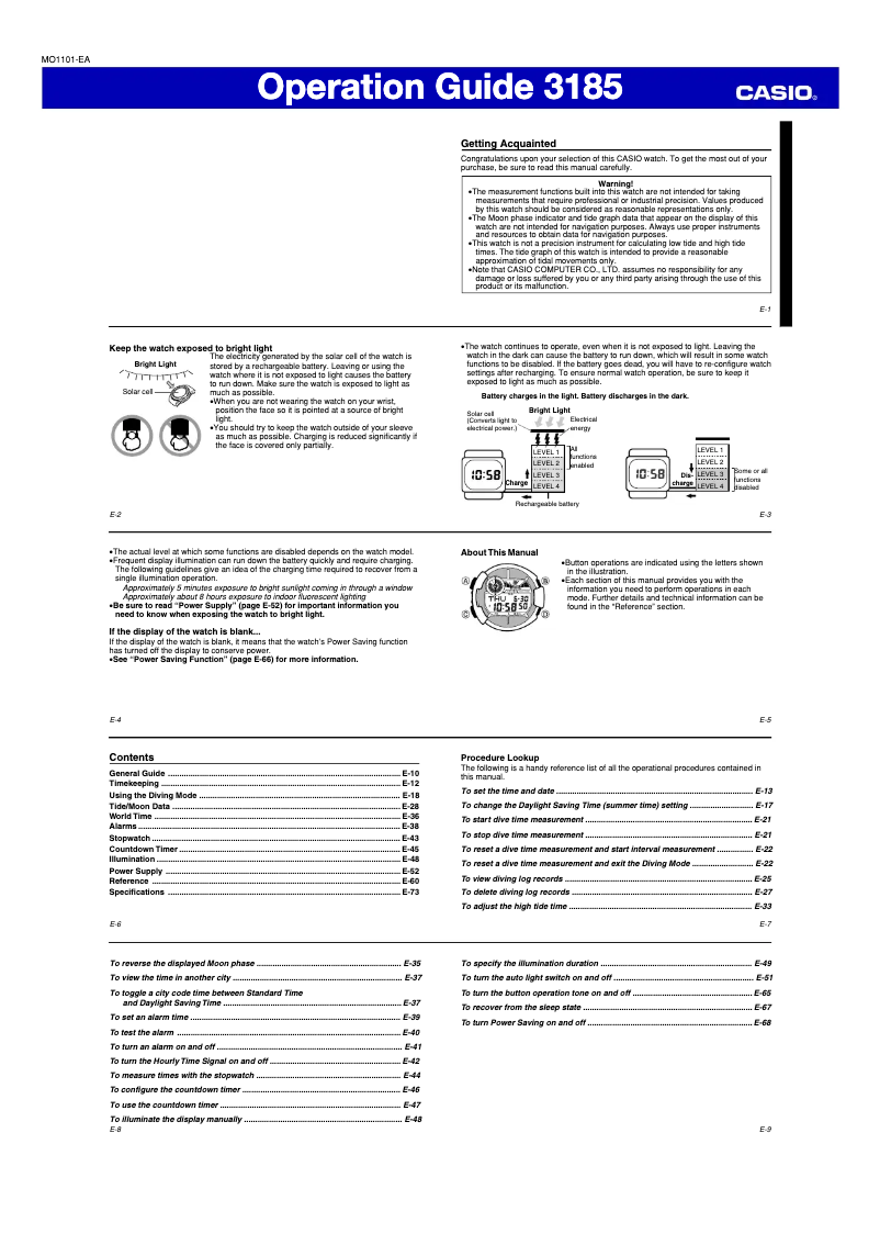 Page 1 de la notice Manuel utilisateur Casio 3185