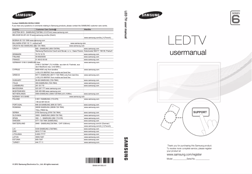 Page 1 de la notice Manuel utilisateur Samsung UE32ES6575U