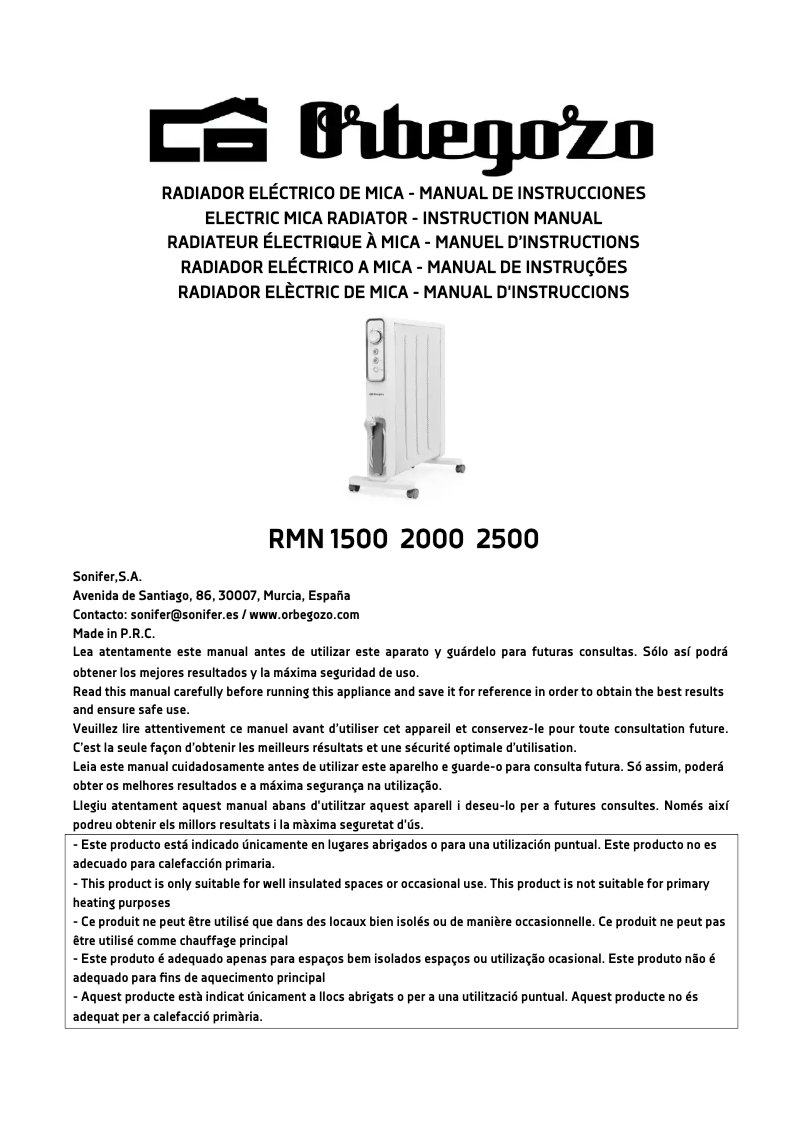 Page 1 de la notice Manuel utilisateur Orbegozo RMN 1500