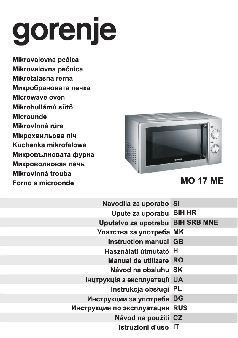 Página 1 del manual Manual de usuario Gorenje MO17ME