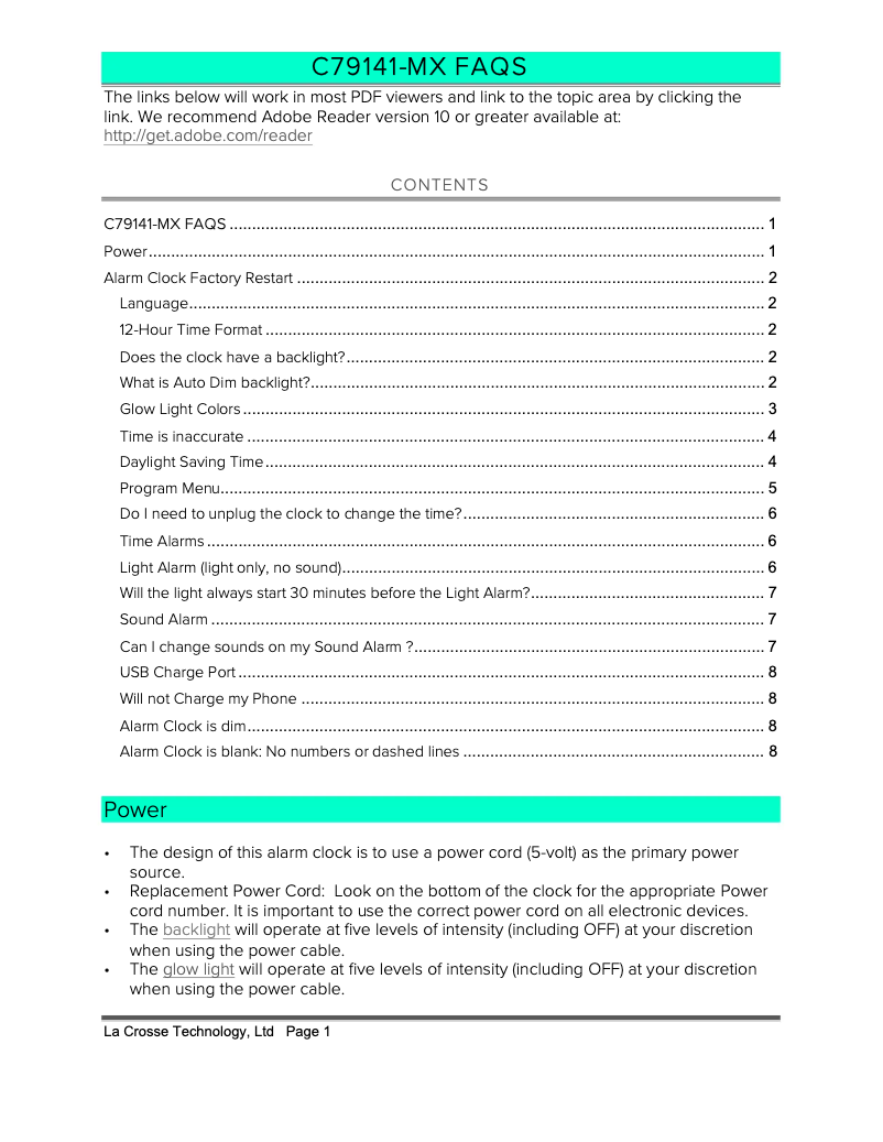 Page 1 de la notice FAQ La Crosse Technology C79141-MX