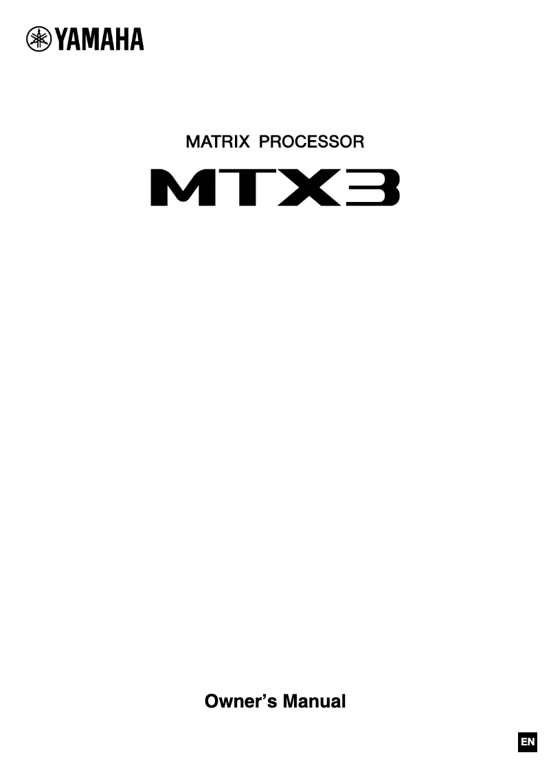 Page 1 de la notice Manuel utilisateur Yamaha MTX3
