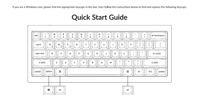 Page 1 de la notice Guide de démarrage rapide Keychron Q4 Pro
