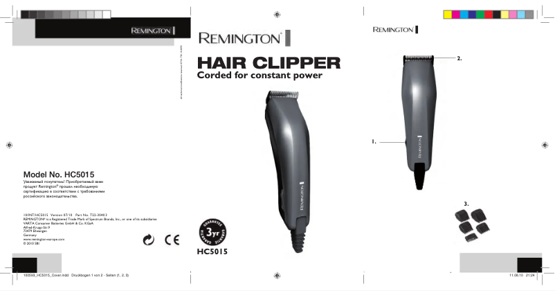 Page 1 de la notice Manuel utilisateur Remington HC5015 Apprentice