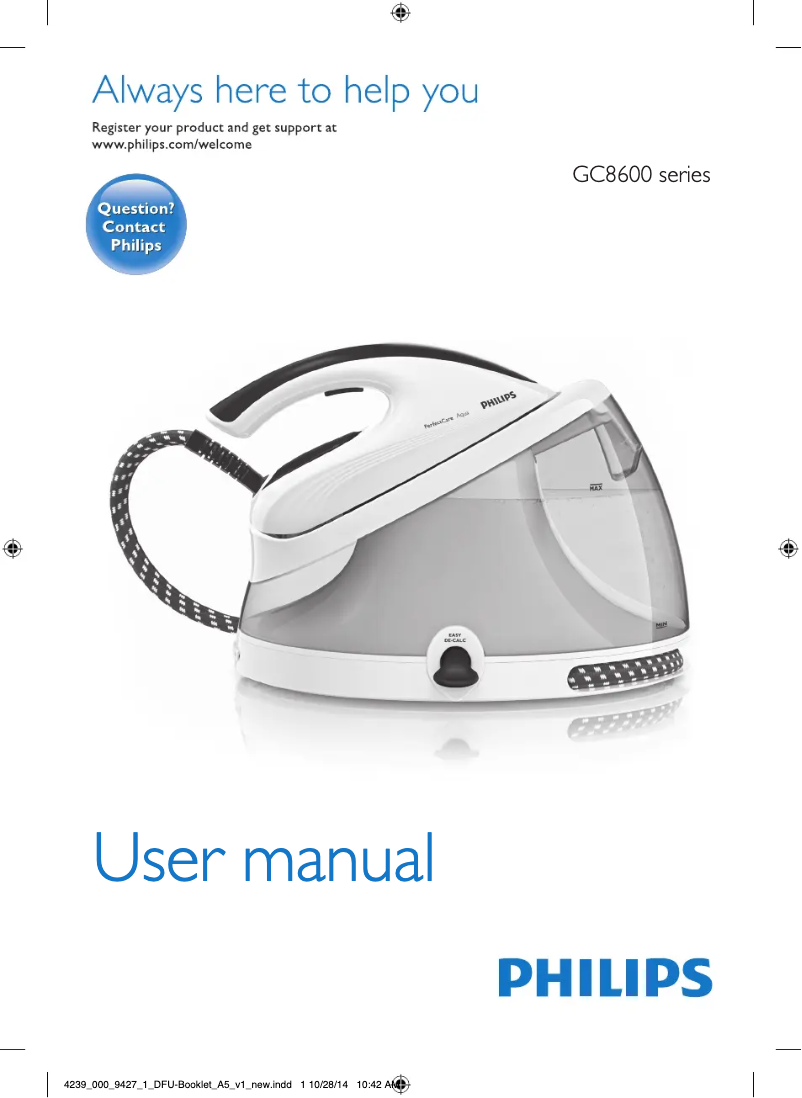 Image de la première page du manuel de l'appareil Perfect Care Aqua GC8620