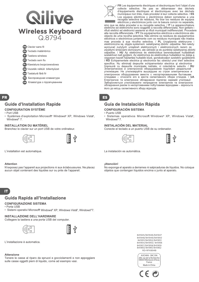 Image de la première page du manuel de l'appareil Q.8794