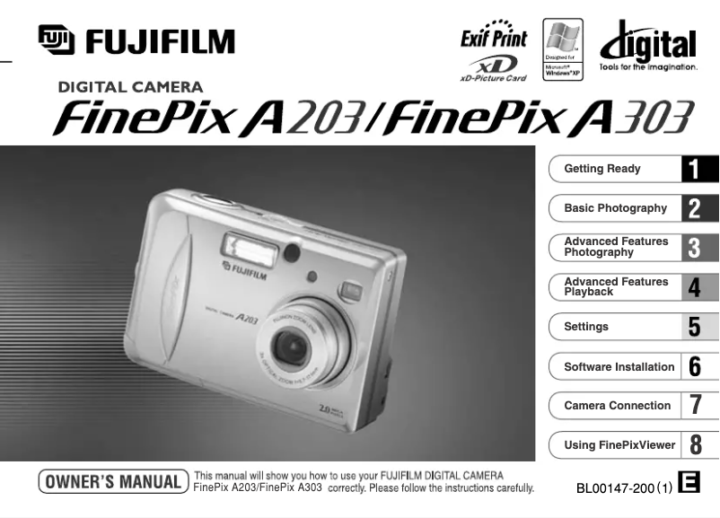 Page 1 de la notice Manuel utilisateur Fujifilm FinePix A303