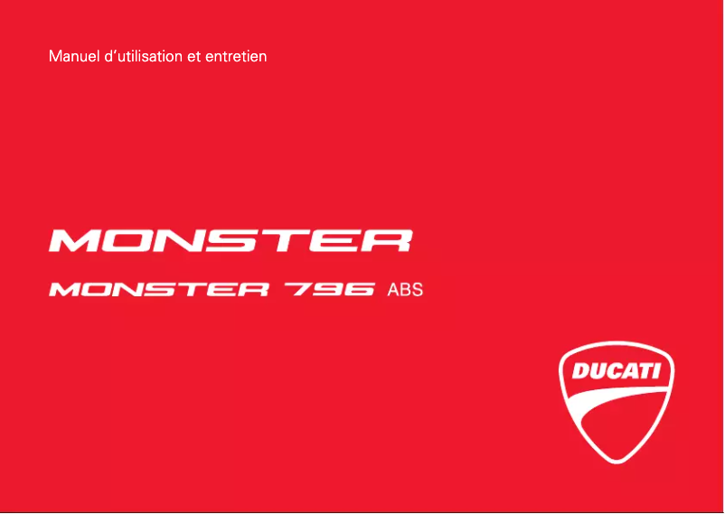 Page 1 de la notice Manuel utilisateur Ducati Monster 796 ABS (2014)