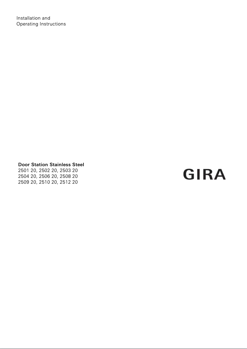Page 1 de la notice Manuel utilisateur Gira 2510 20