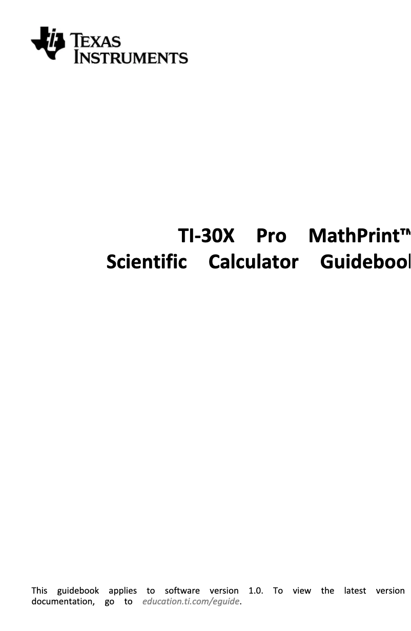 Page n°1 - Manuel utilisateur Texas TI-30X Pro MathPrint