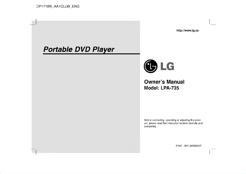 Page n°1 - Manuel utilisateur LG LPA-735