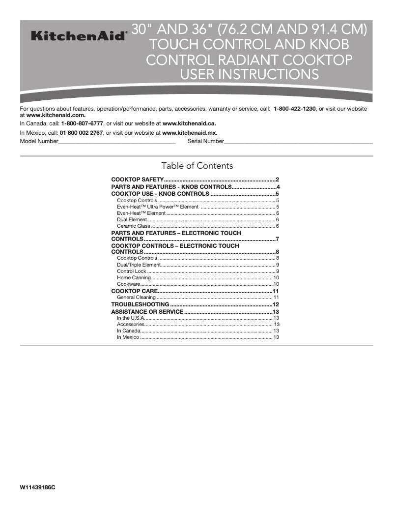 Page 1 de la notice Manuel d'utilisation et d'entretien KitchenAid KCES956KSS