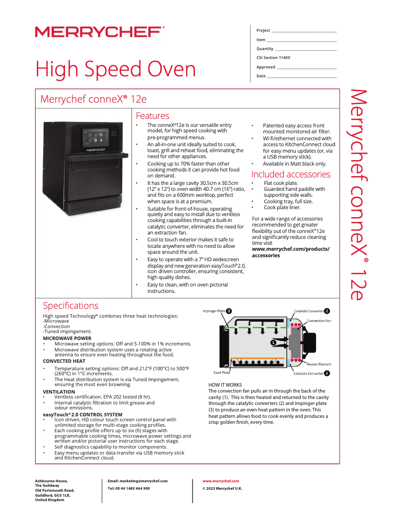Page n°1 - Fiche technique Merrychef conneX 12e