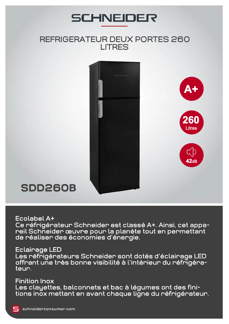 Page 1 de la notice Fiche technique Schneider SDD260B
