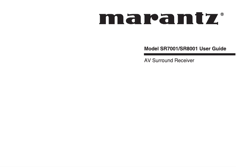 Page 1 de la notice Manuel utilisateur Marantz SR7001