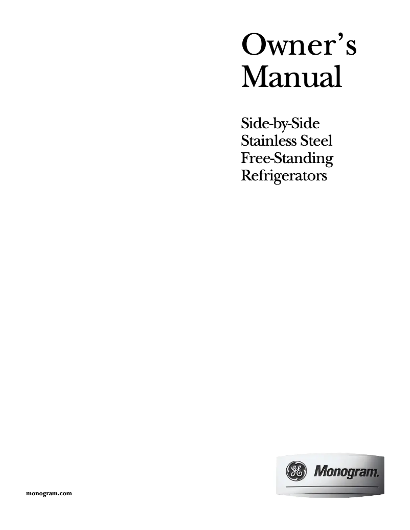 Page 1 de la notice Manuel d'utilisation et d'entretien GE ZFSB26DRSS