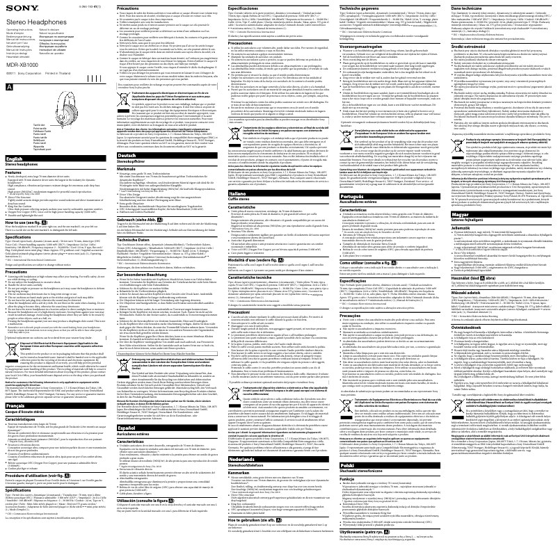 Image de la première page du manuel de l'appareil MDR-XB1000