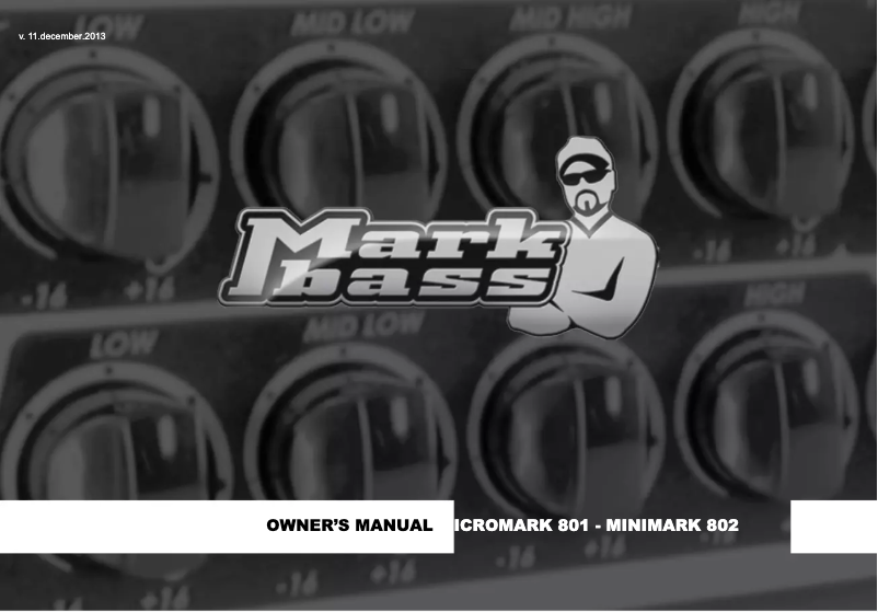 Page n°1 - Manuel utilisateur Markbass Minimark 802