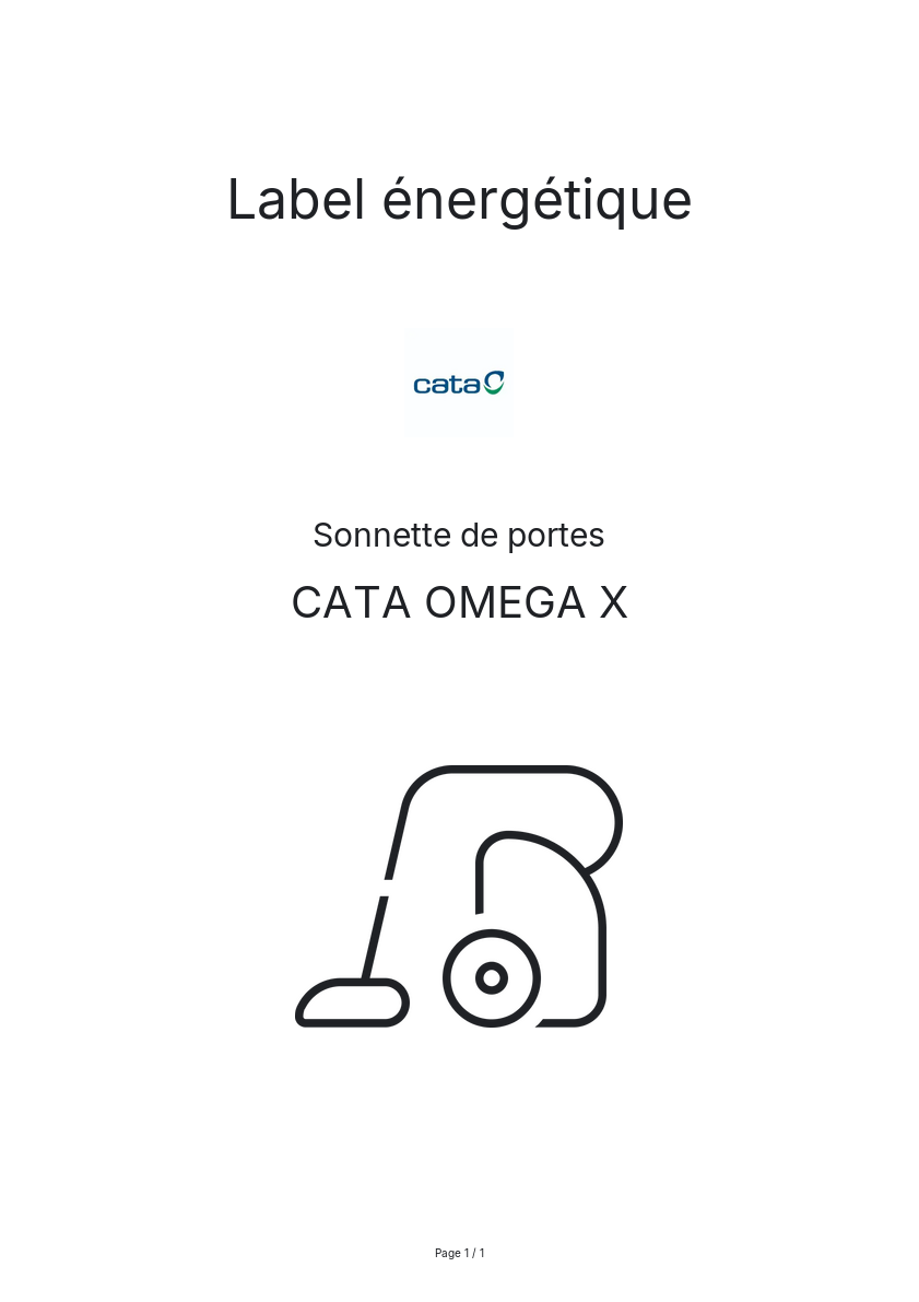 Page n°1 - Label énergétique CATA OMEGA X