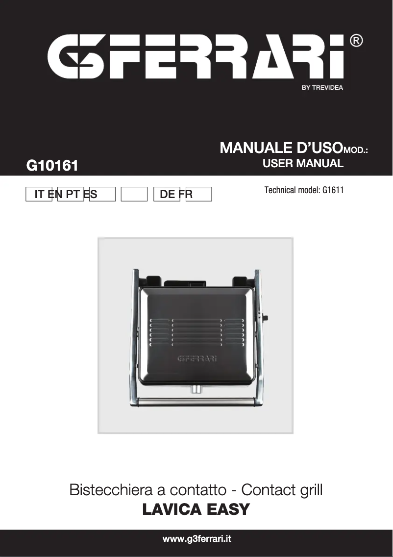Page 1 de la notice Manuel utilisateur G3 Ferrari Lavica Easy G10161