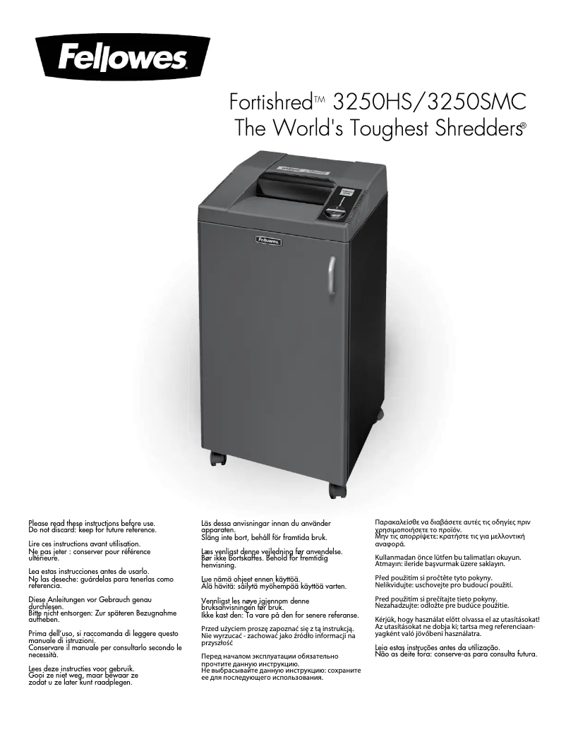 Page 1 de la notice Manuel utilisateur Fellowes Fortishred HS-660