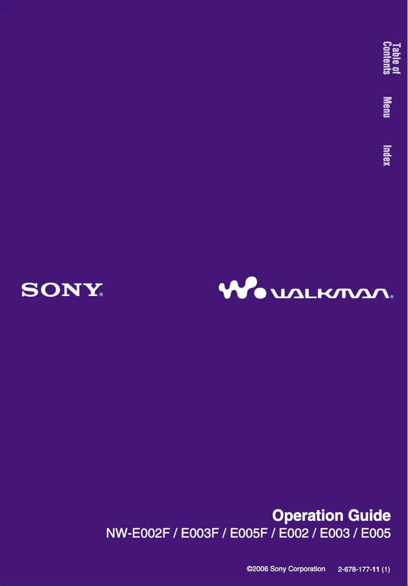 Page n°1 - Manuel utilisateur Sony Walkman NW-E002