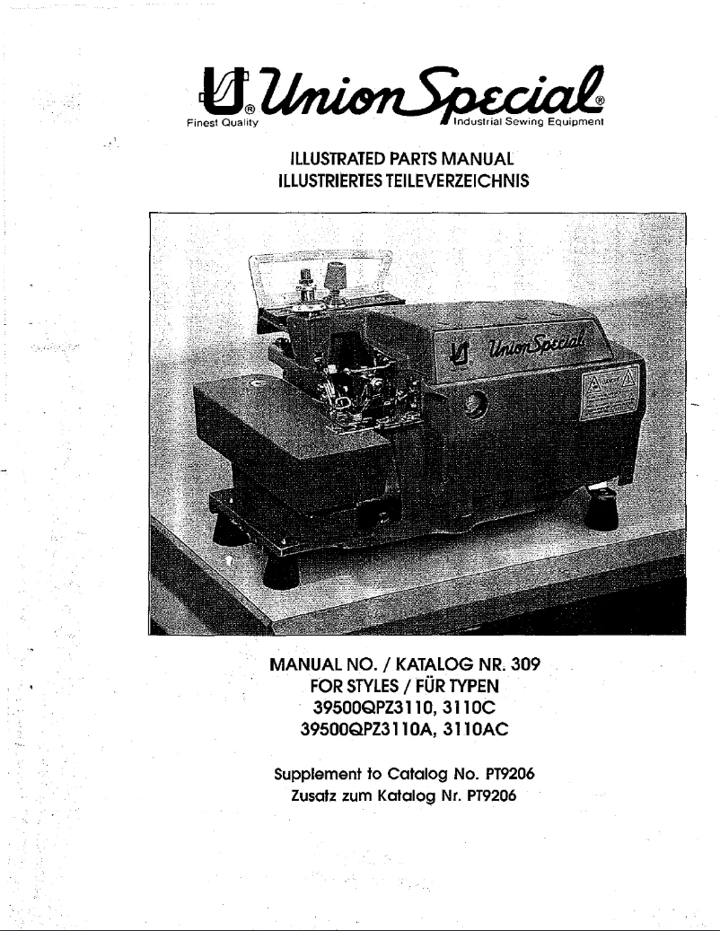 Page 1 de la notice Manuel utilisateur Union Special 39500QPZ3110C