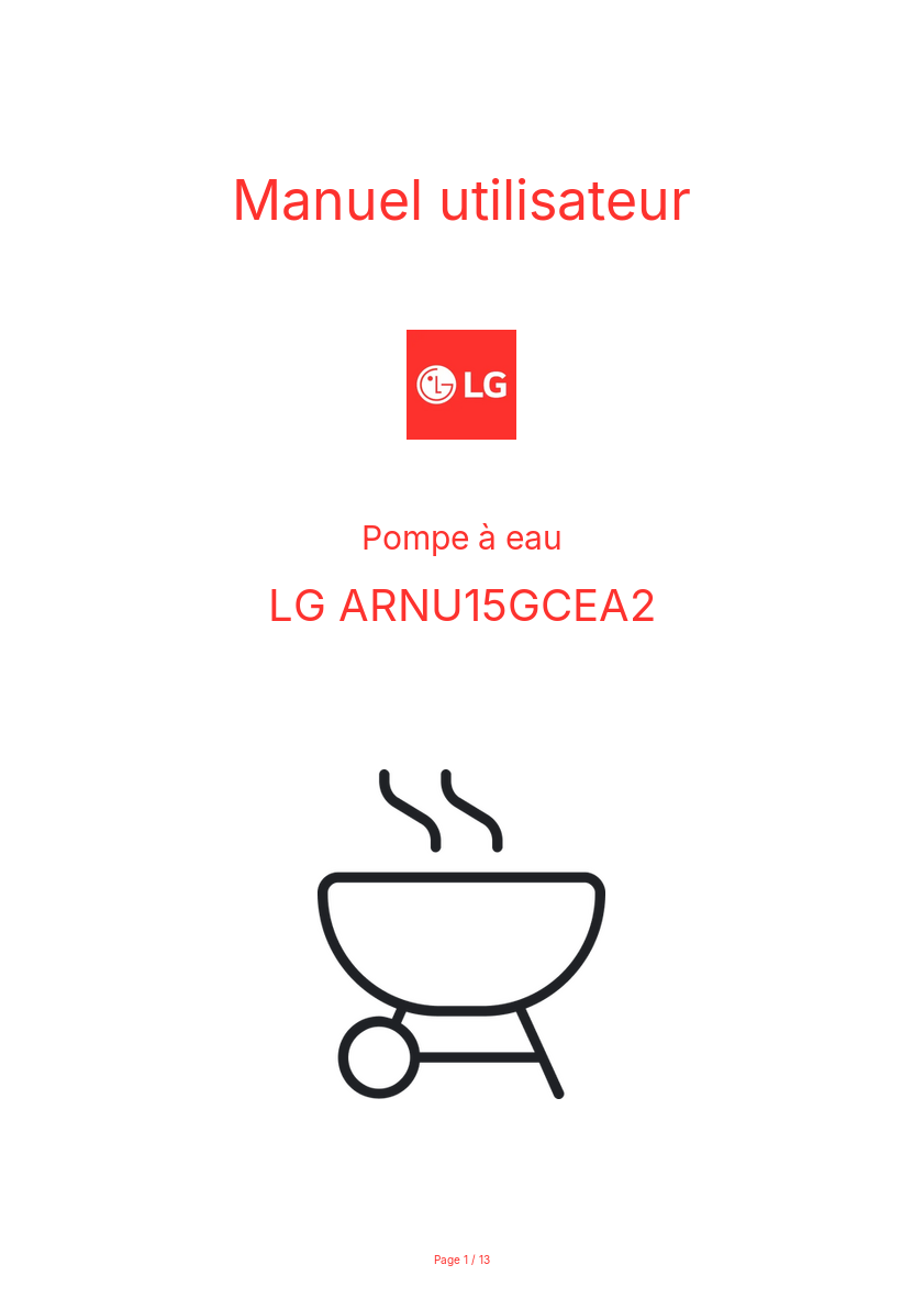 Page n°1 - Manuel utilisateur LG ARNU15GCEA2
