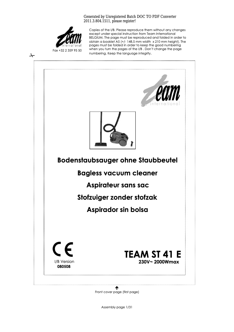 Imagen de la primera página del manual del dispositivo ST 41