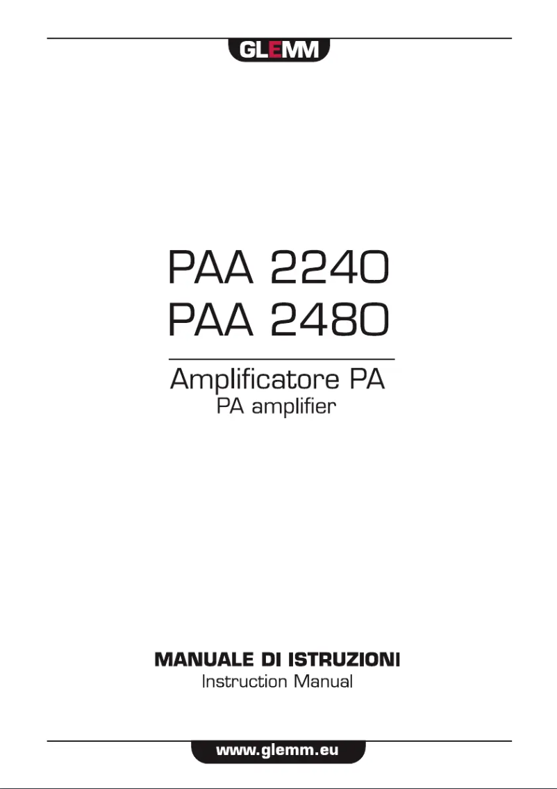 Page n°1 - Manuel utilisateur Glemm PAA 2240