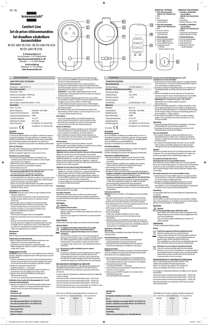 Page 1 de la notice Manuel utilisateur Brennenstuhl Comfort-Line RC CE1 300