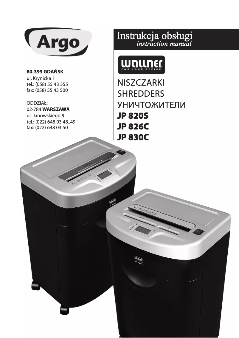 Page n°1 - Manuel utilisateur Wallner JP 830S