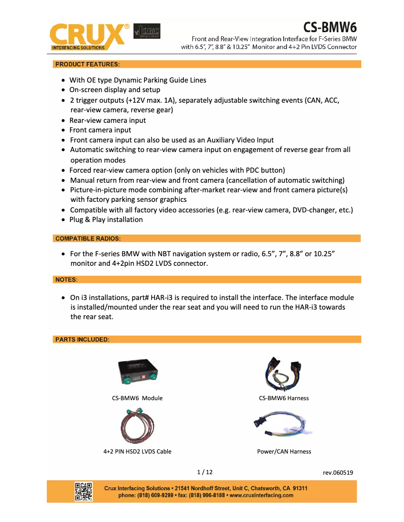 Página 1 del manual Manual de usuario CRUX CS-BMW6