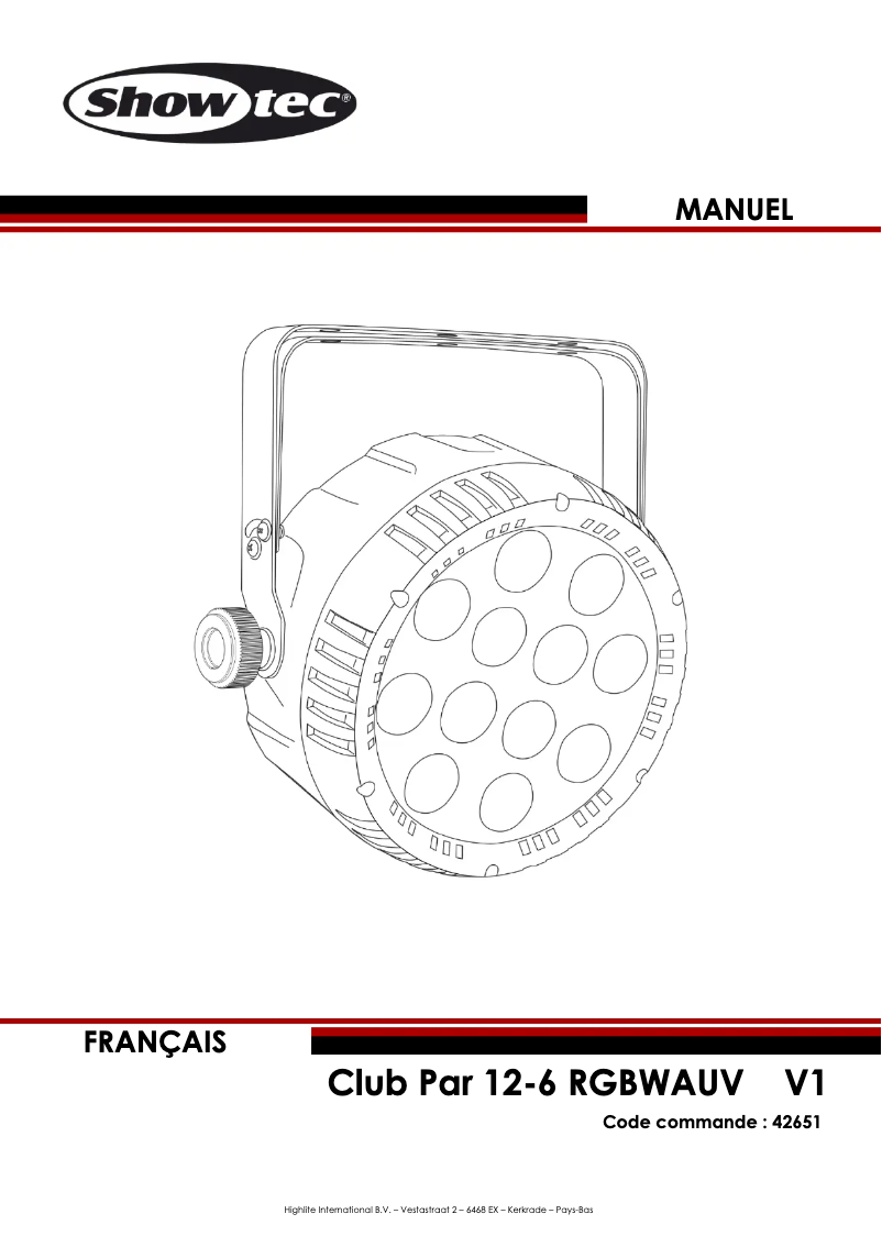 Page 1 de la notice Manuel utilisateur Showtec Club Par 12-6 RGBWAUV