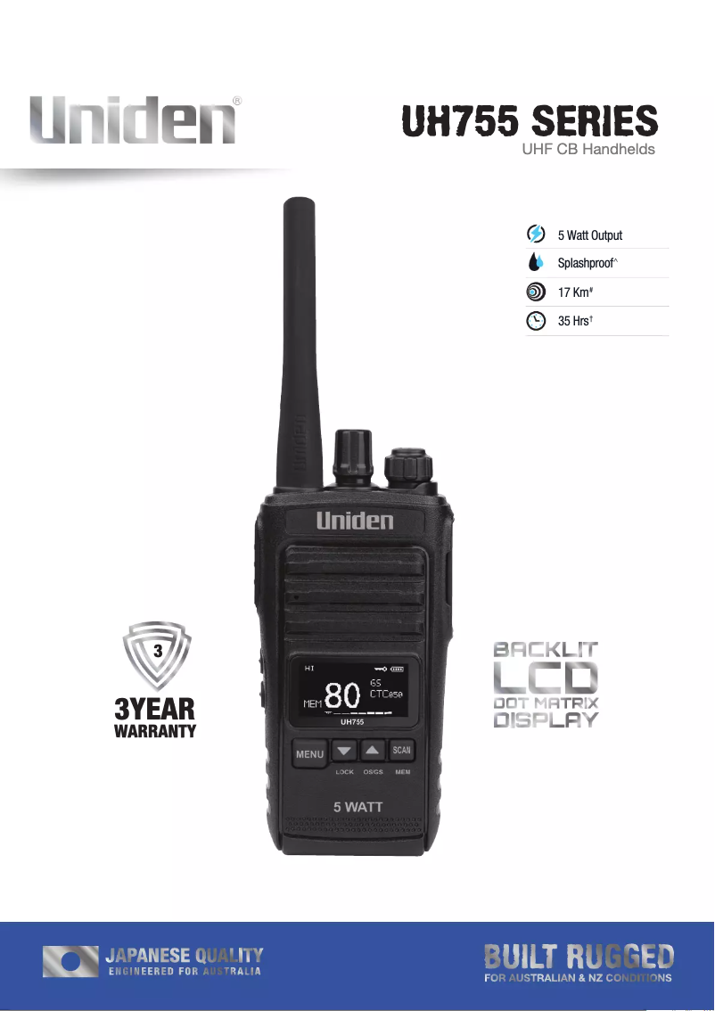 Page 1 de la notice Brochure Uniden UH755-2DLX