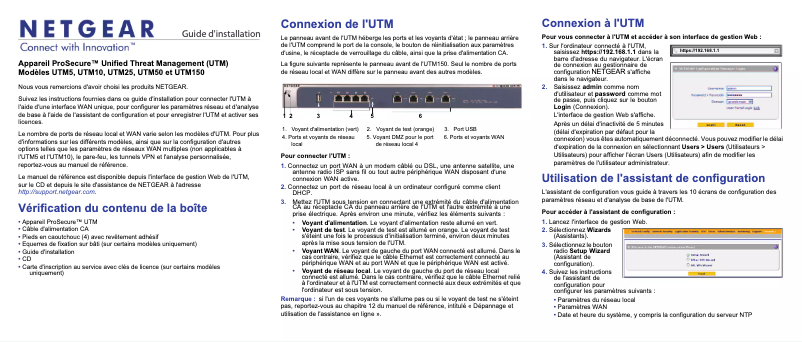 Page n°1 - Guide d'installation Netgear UTM25