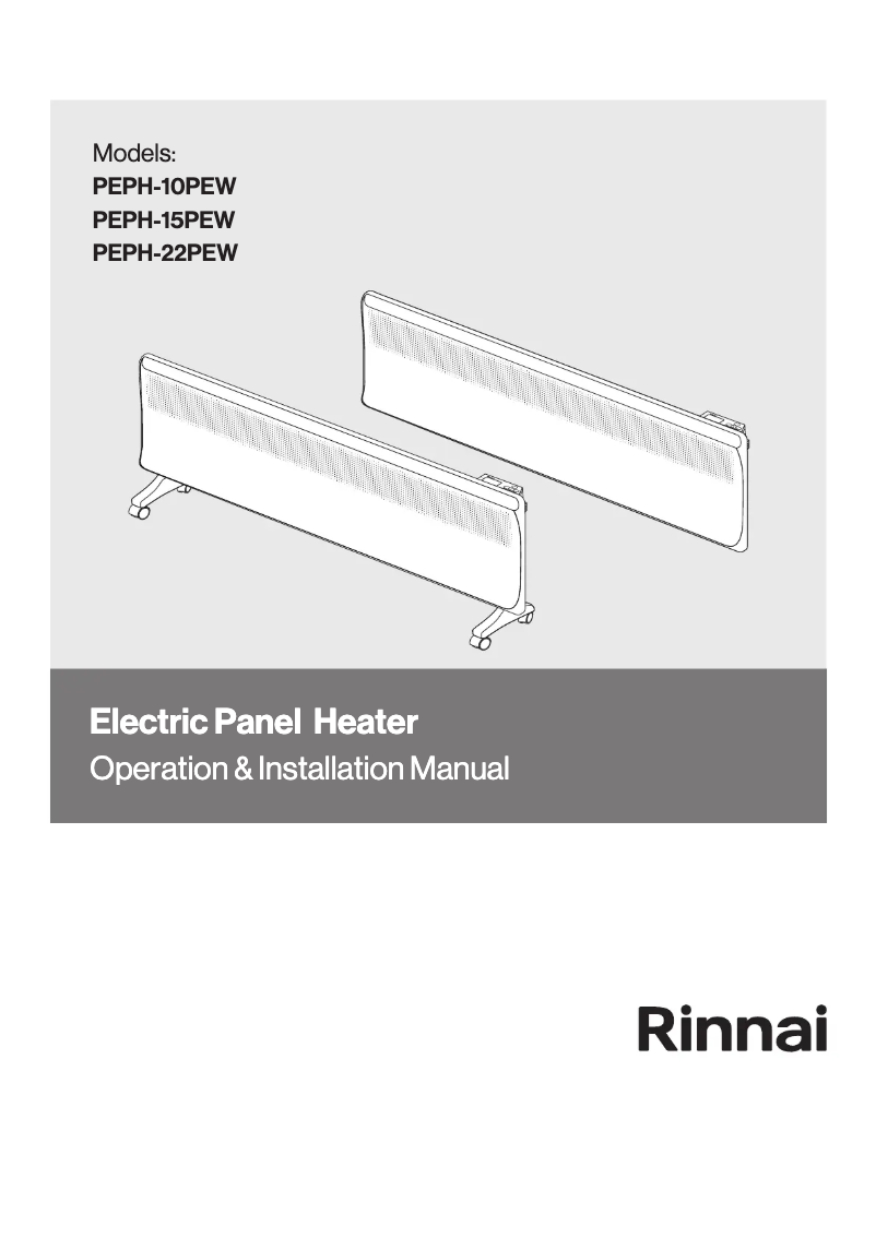 Page n°1 - Manuel utilisateur Rinnai PEPH22PEW