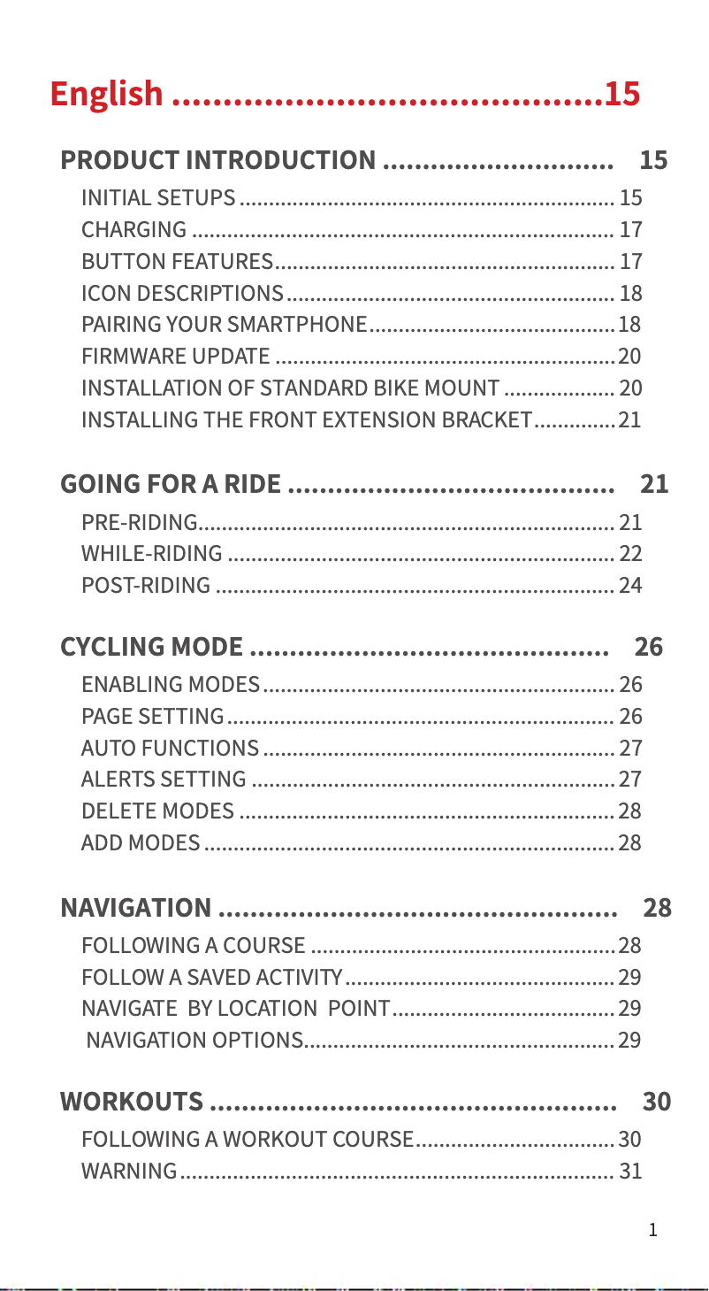 Página 1 del manual Manual de usuario iGPSport iGS630S