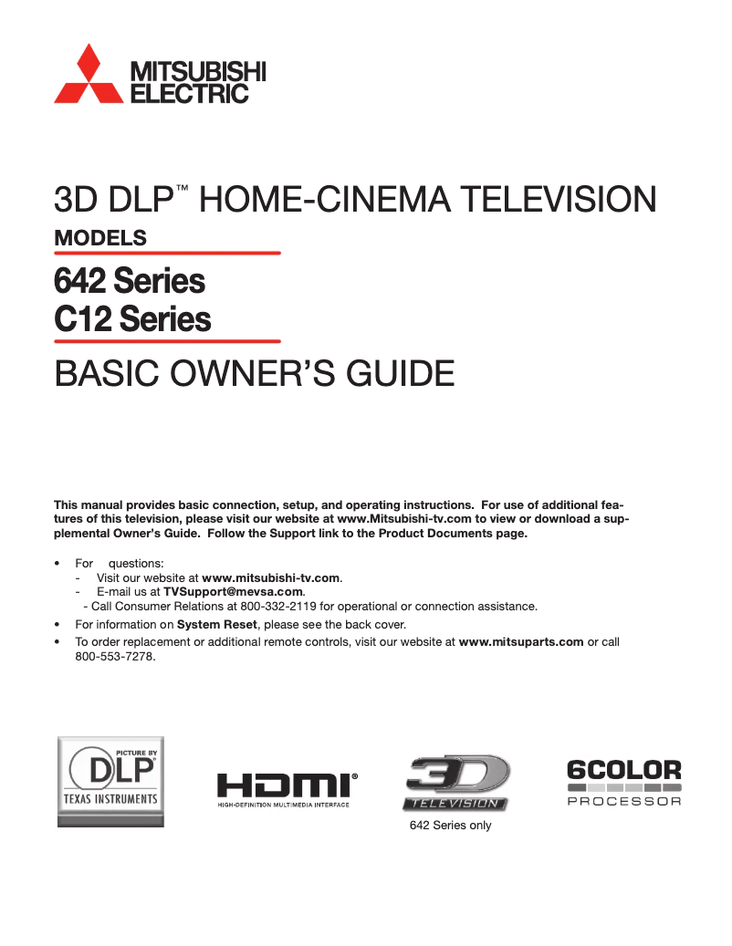 Page 1 de la notice Manuel utilisateur Mitsubishi WD-82C12
