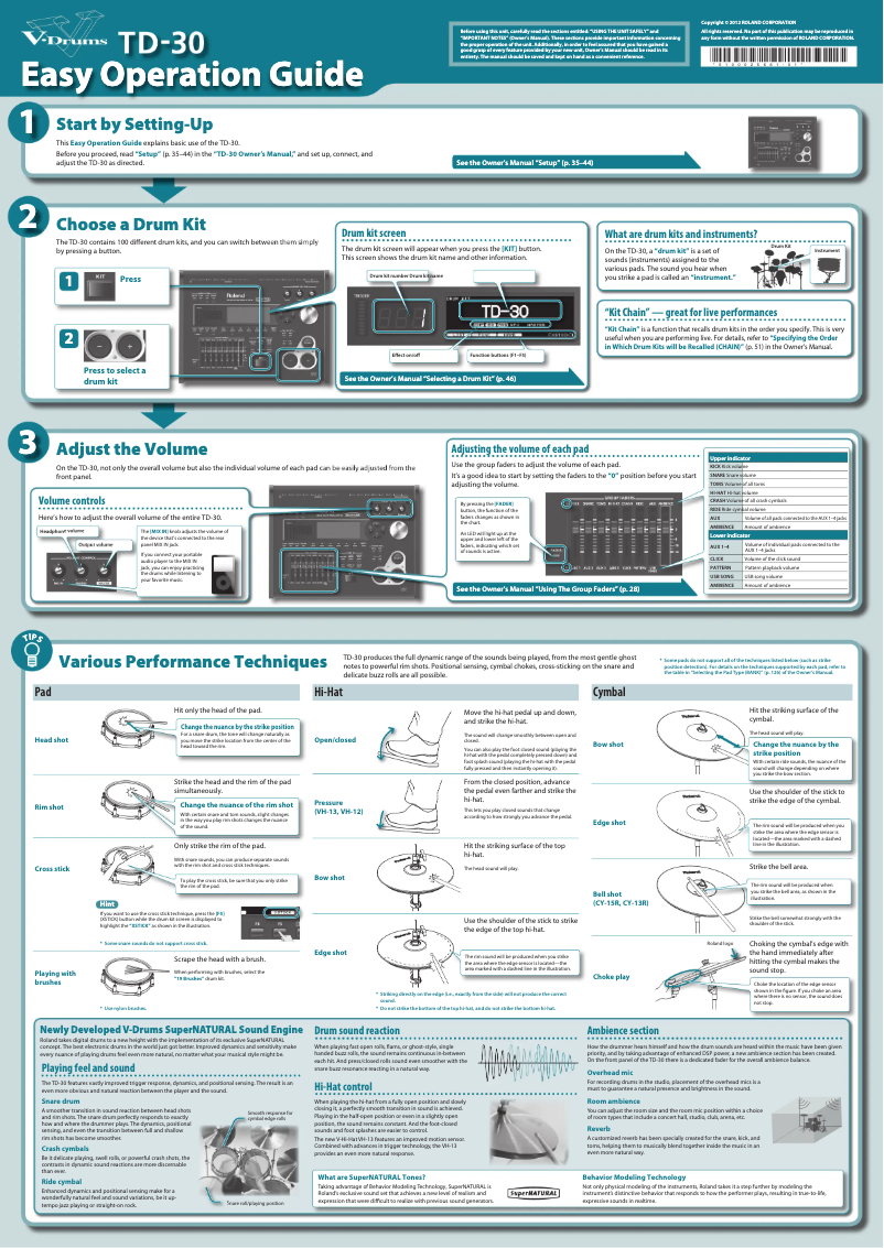 Page n°1 - Guide de démarrage rapide Roland TD-30KV
