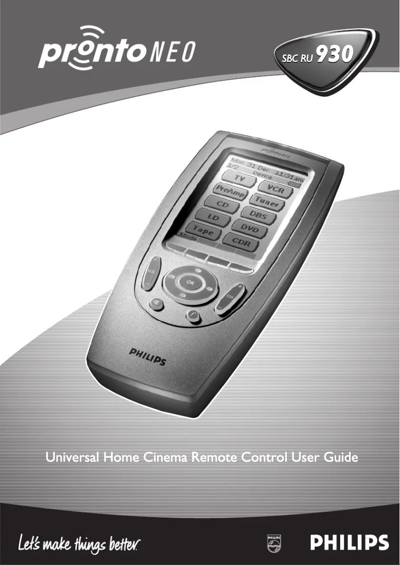 Page 1 de la notice Manuel utilisateur Philips Pronto Neo